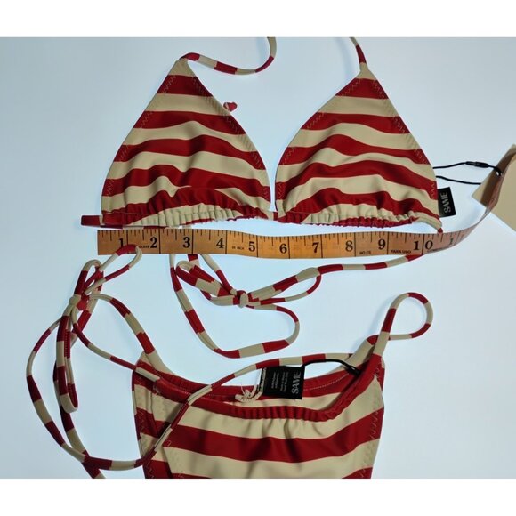 SAME LOS ANGELES 2 PC BIKINY WOMENS Triangle Top And String Bootom L Stripped - Picture 5 of 10